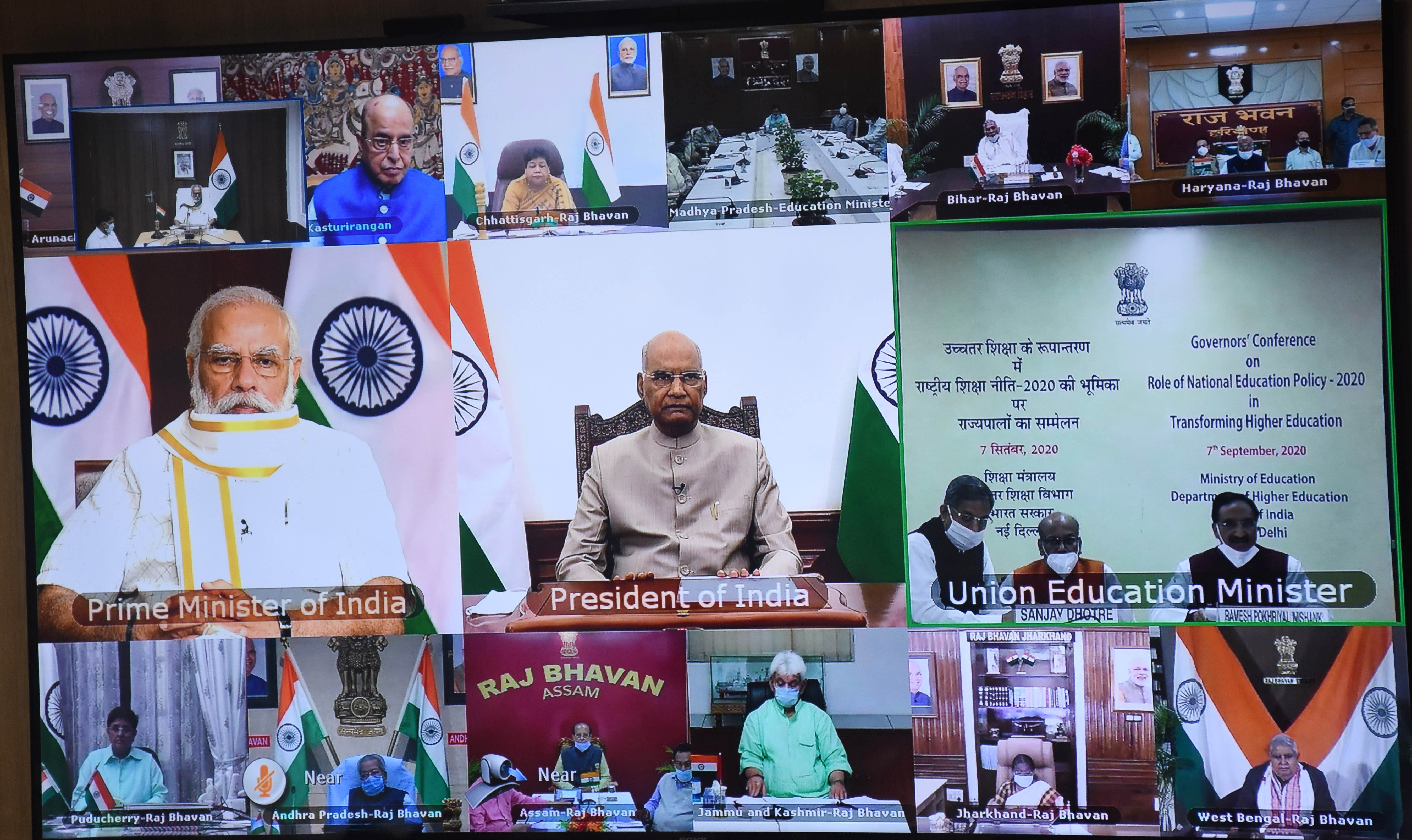 Hon'ble Governor Prof. Ganeshi Lal expressing  his views and comments in Governors' Conference on Role of NEP 2020 in transforming Higher Education, organised by Ministry of Education, Government of India inaugurated by Hon'ble President of India and addressed by Hon'ble Prime Minister on 07.09.2020.