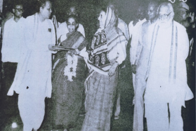 Prime Minister Smt. Indira Gandhi  with Governor Shri B.N. Pande and Chief Minister  Shri J.B. Pattnaik 