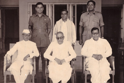 Shri C. Rajgopalchari with Governor  Dr. K. N. Katju (L) and Chief Minister Dr. H.K. Mahtab